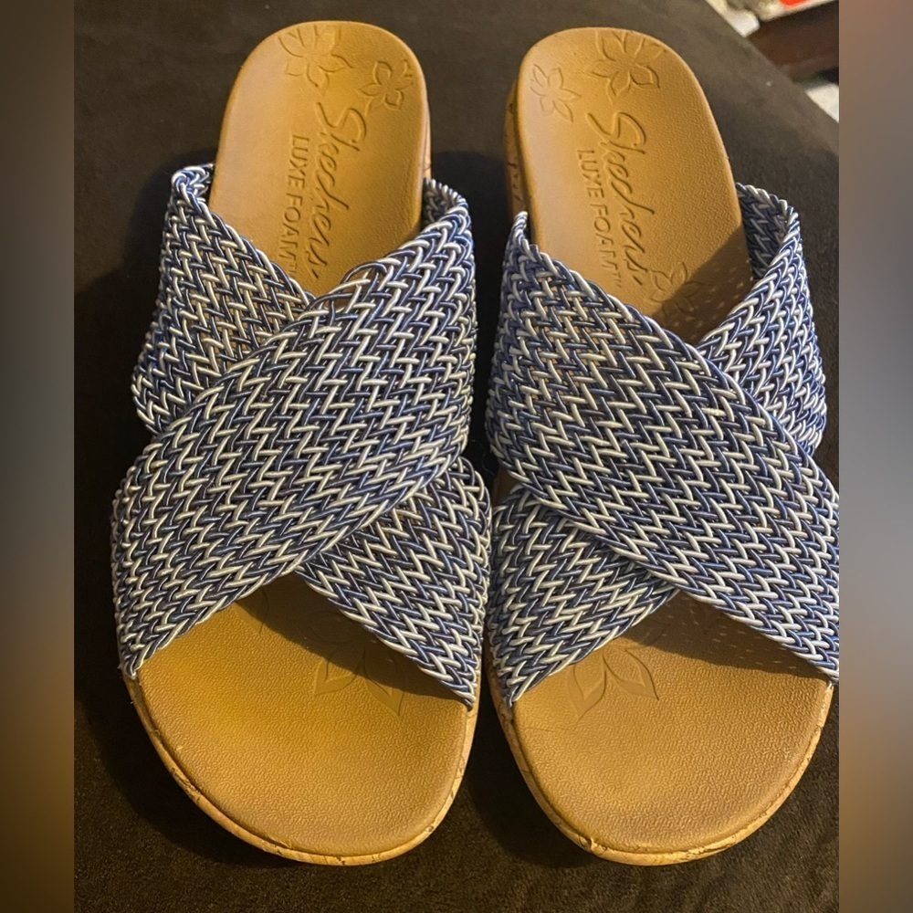 Blue and gray sandals